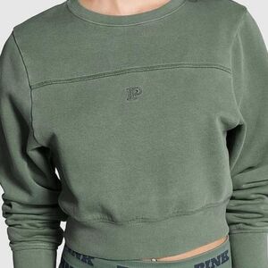 One Victoria's Secret, Ivy Fleece Yoke Seam Crew Sweatshirt Cropped